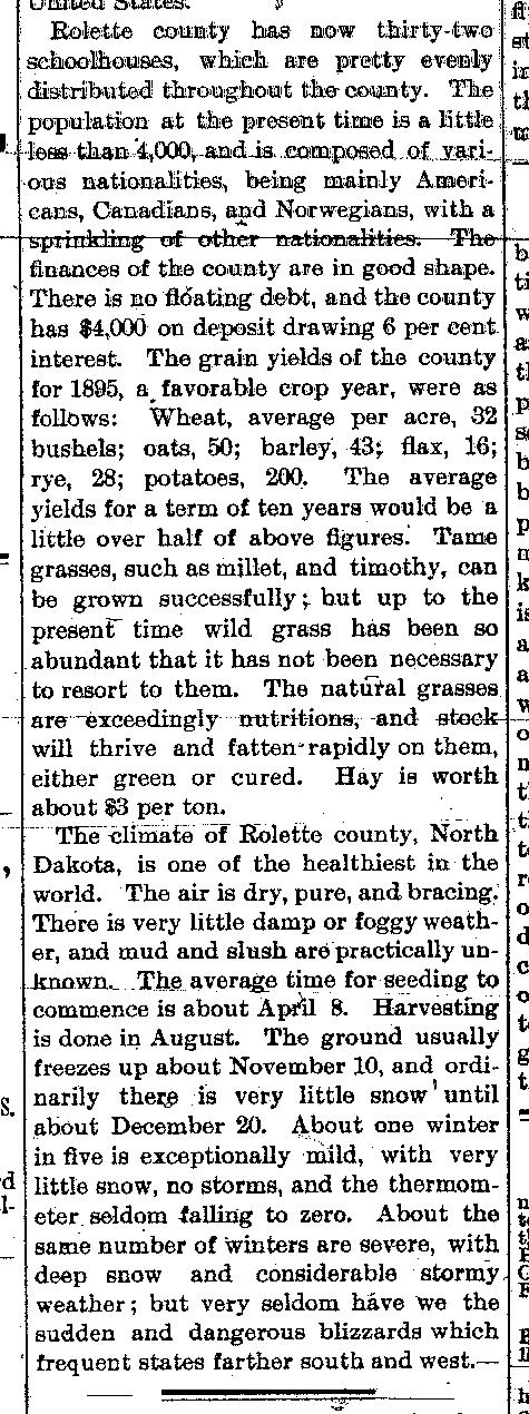  1898 Article Free Homesteads in Rolette County 2